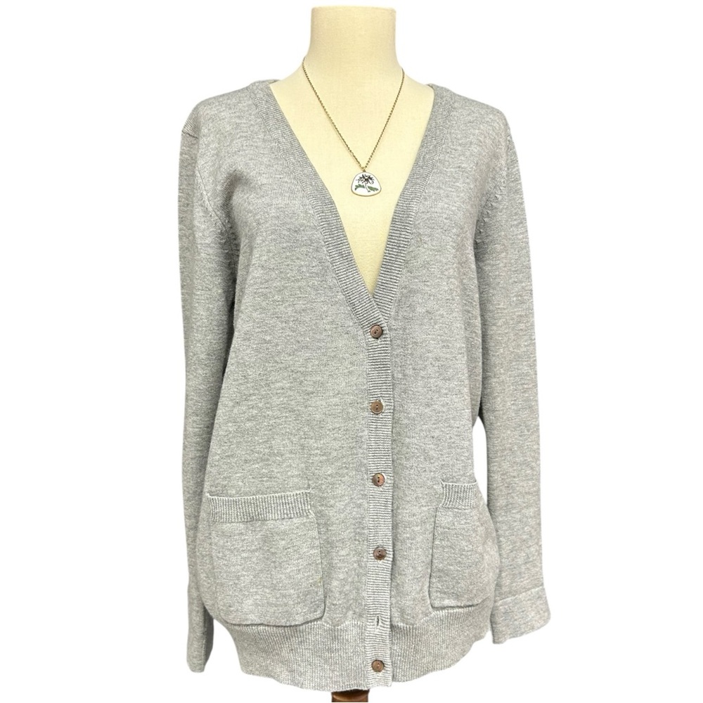 Sundance Gray Merino Wool Blend Button Front Cardigan Sweater PM Petite Medium - Picture 3 of 10